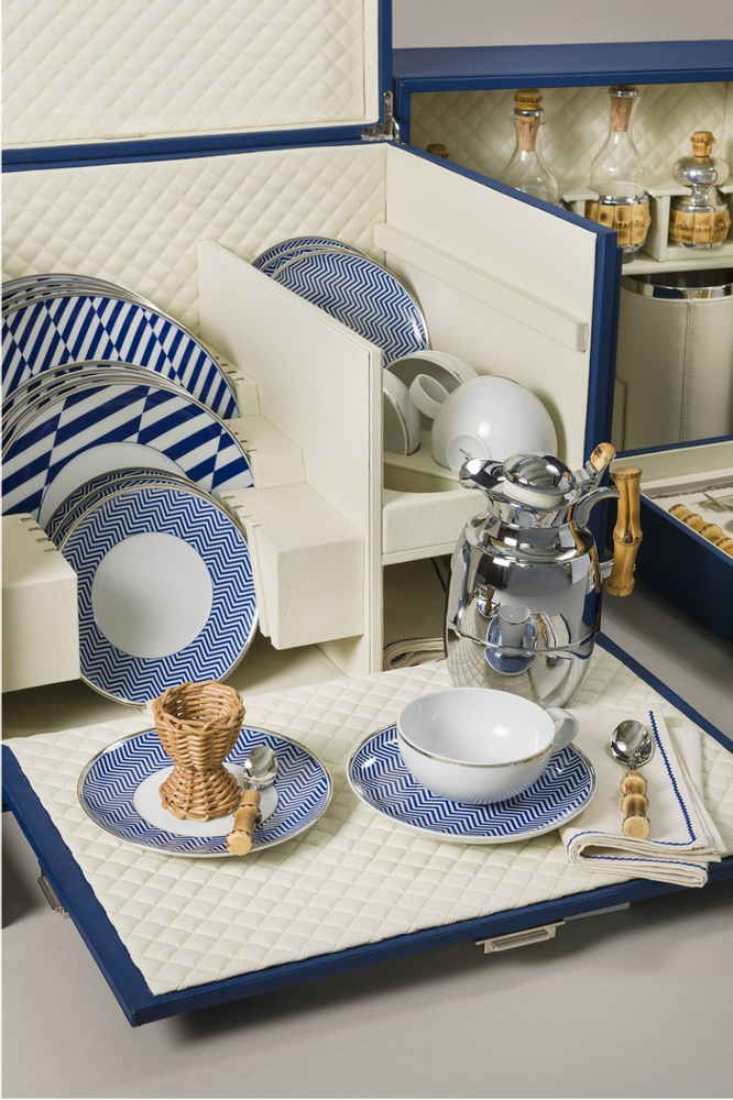 Ustensiles de cuisine - Valise pique-nique style maritime - LORENZI MILANO