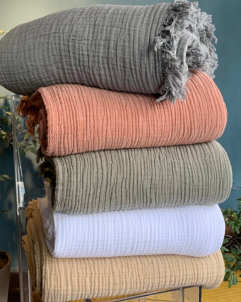 Linge de lit - PLAID DESSUS DE LIT MOUSSELINE COTON - NADIA DAFRI PARIS