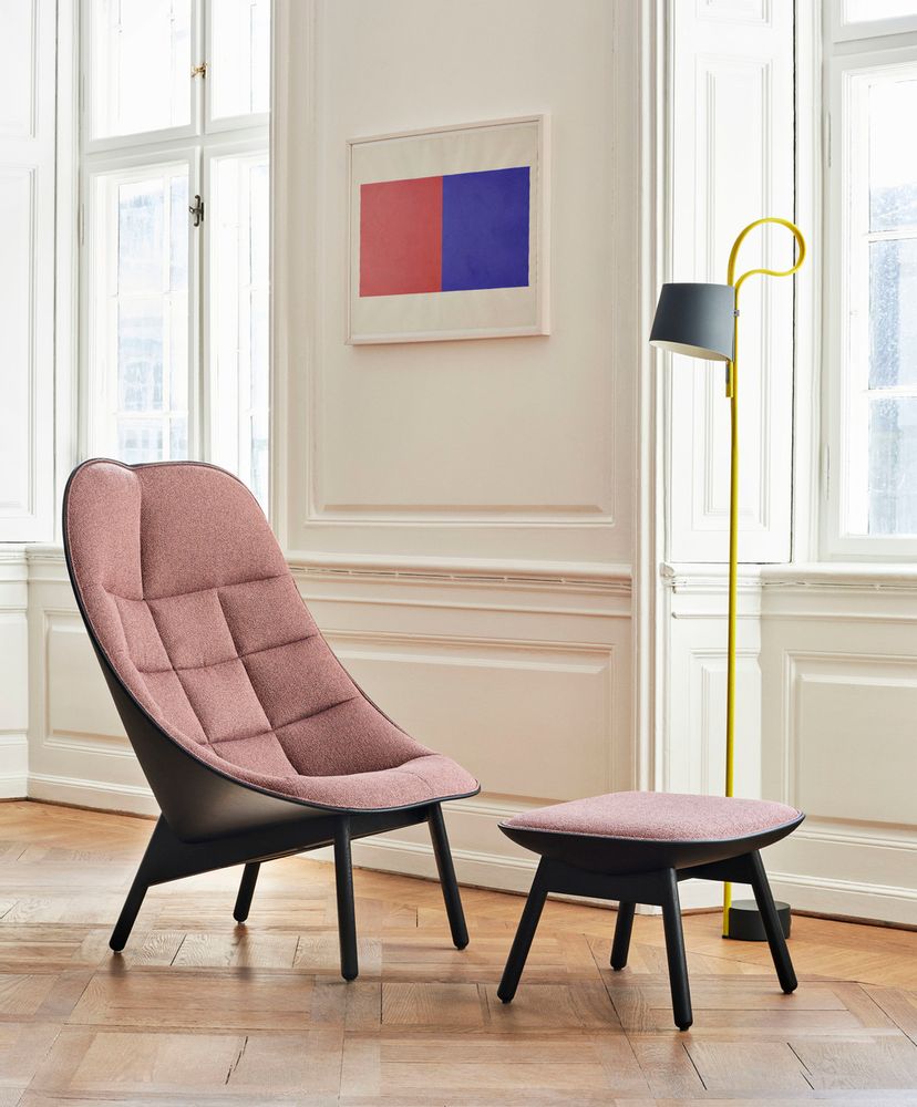 Mobilier et rangements pour bureau - Fauteuil Lounge et ottoman Uchiwa - HAY