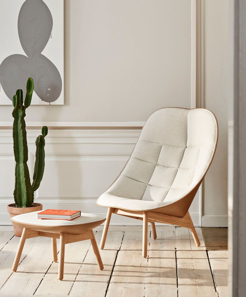 Mobilier et rangements pour bureau - Fauteuil Lounge et ottoman Uchiwa - HAY