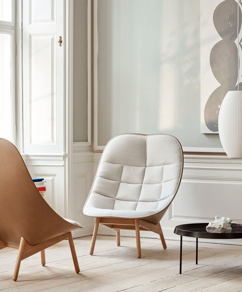 Mobilier et rangements pour bureau - Fauteuil Lounge et ottoman Uchiwa - HAY