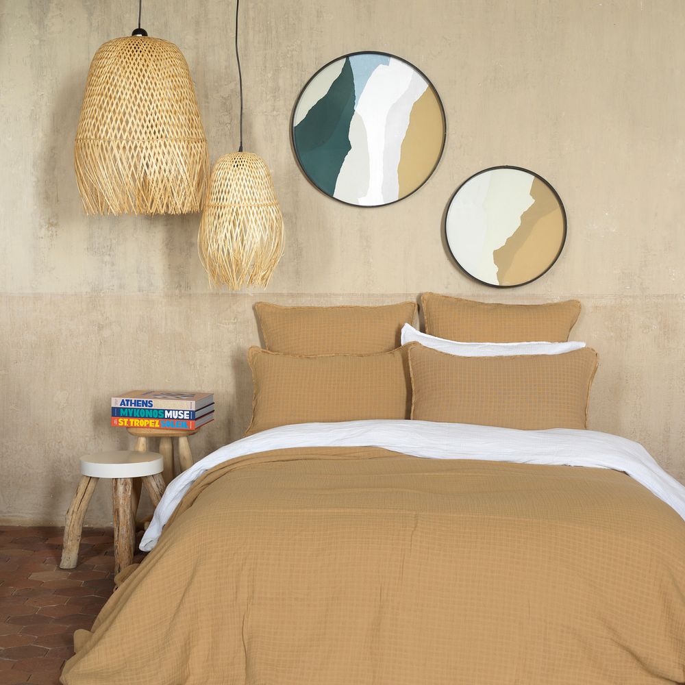 Bed linens - MINORCA CAMEL COTTON GAUZE BEDSPREAD - MAISON D'ÉTÉ