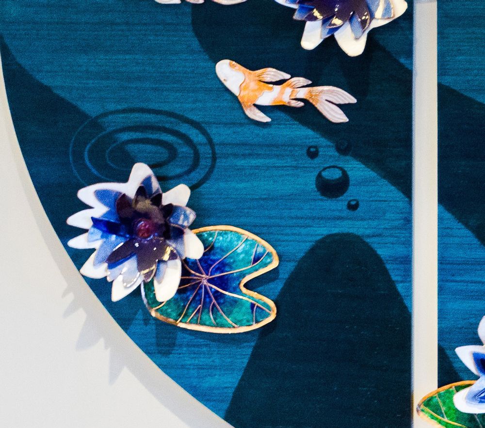 Autres décorations murales - Papier Peint Fresque Lac Koi en cuivre émaillé - BAAYA GLOBAL