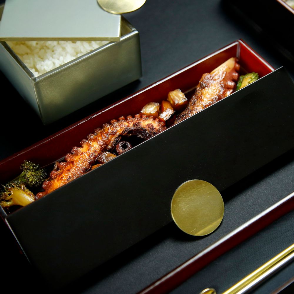 Caskets and boxes - Long Rectangle Bento Box, Black and Red - MYGLASSSTUDIO