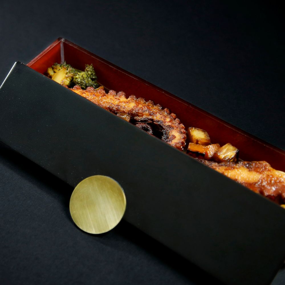 Caskets and boxes - Long Rectangle Bento Box, Black and Red - MYGLASSSTUDIO