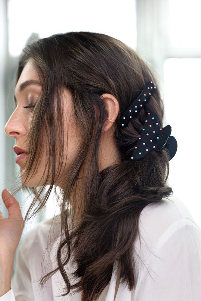 Hair accessories - NINO suede and Swarovski® crystal clip - VALÉRIE VALENTINE