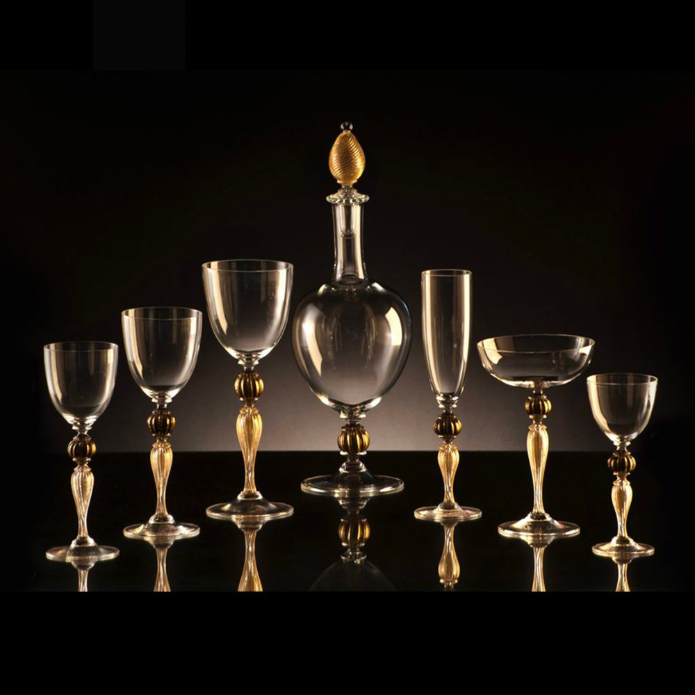 Verres à pied - Verres de Murano avec Carafe - SEGUSO GIANNI