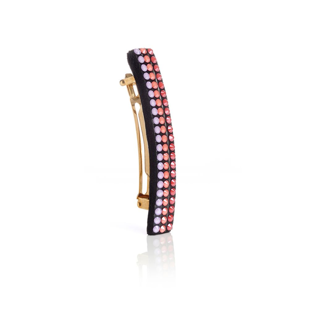 Accessoires cheveux - Petite barrette en cuir velours et cristaux Swarovski® BEBOP - VALÉRIE VALENTINE