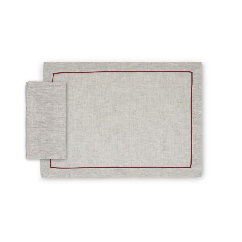 Table linen - American table set Grey with Piping - 4 pcs - 100% Organic hemp - MYDO.WORLD