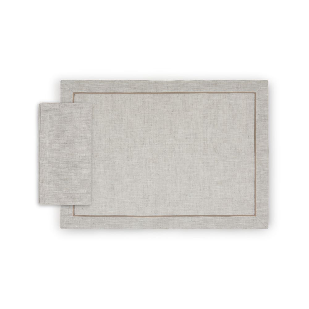 Table linen - American table set Grey with Piping - 4 pcs - 100% Organic hemp - MYDO.WORLD