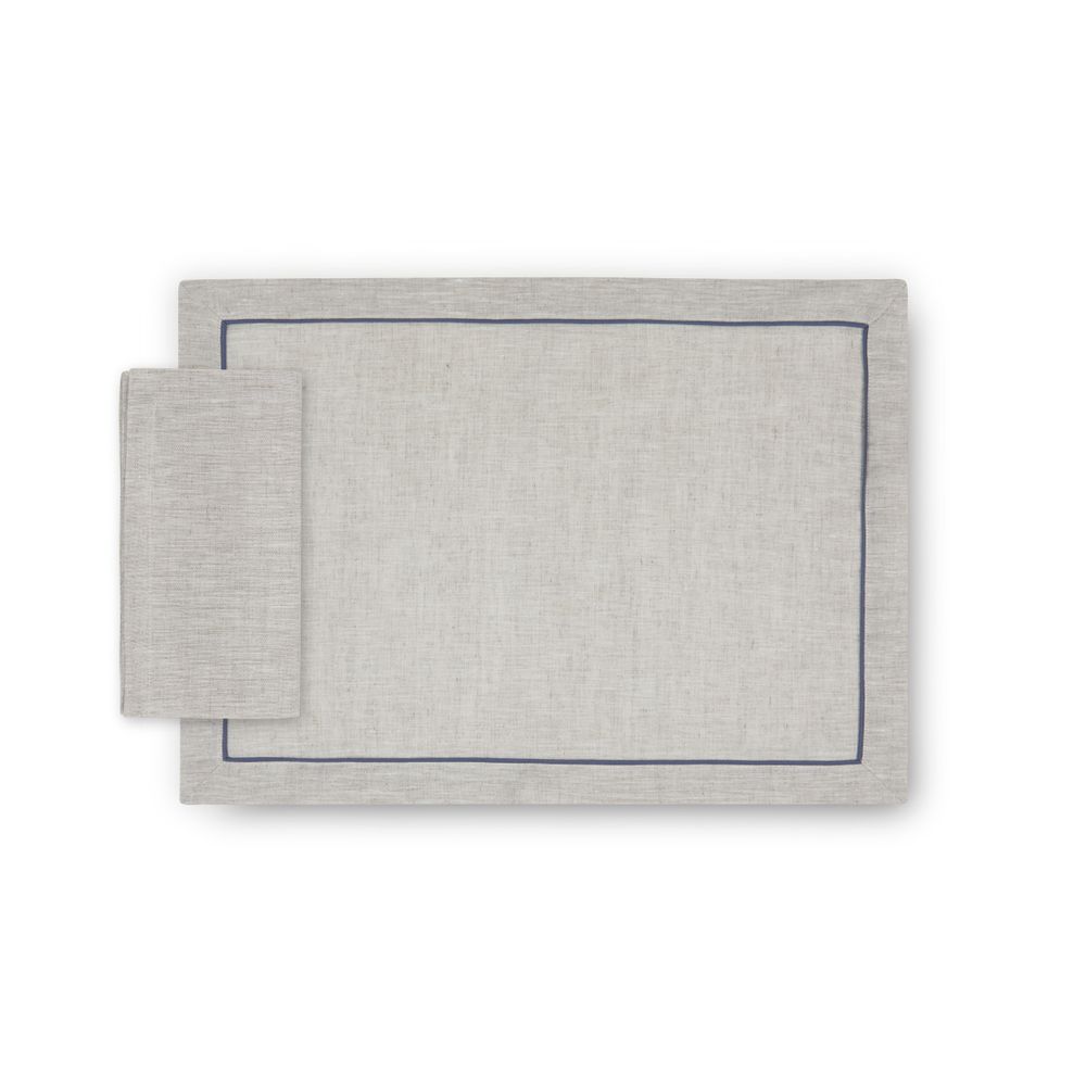 Table linen - American table set Grey with Piping - 4 pcs - 100% Organic hemp - MYDO.WORLD