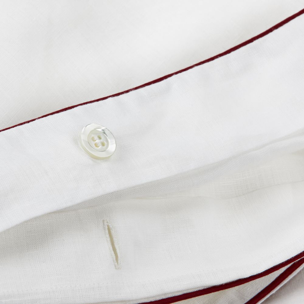 Bed linens - Natural White Emperor Flange Bedding Set with Red Piping and Double Dots - 4 Pieces - 100% Organic Hemp - MYDO.WORLD