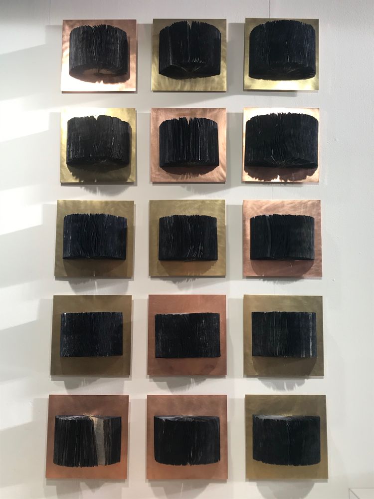 Design objects - BLUE on brass or coper panels - CRIZU