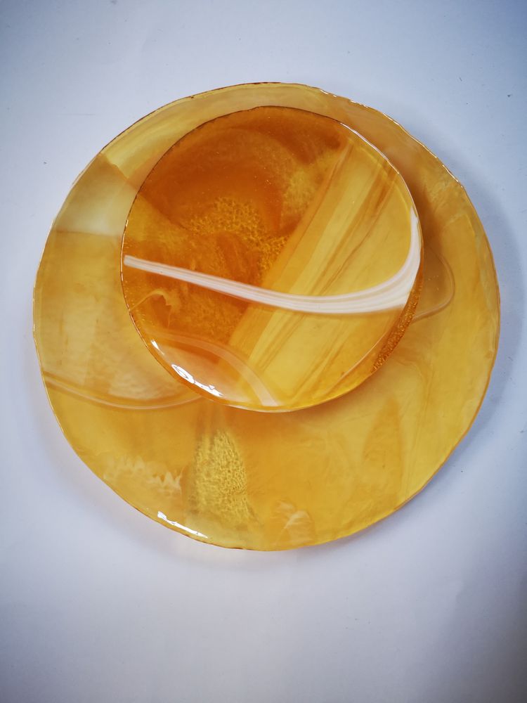 Formal plates - “Marble” Plate Ø28cm - VETROFUSO DI DANIELA POLETTI