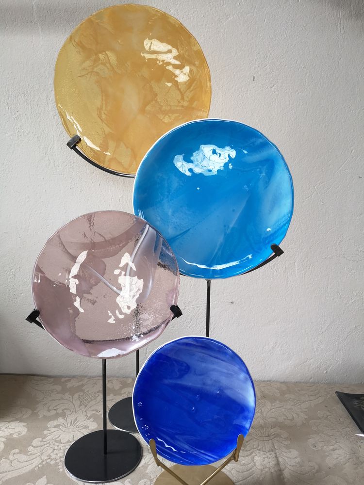 Formal plates - “Marble” Plate Ø28cm - VETROFUSO DI DANIELA POLETTI