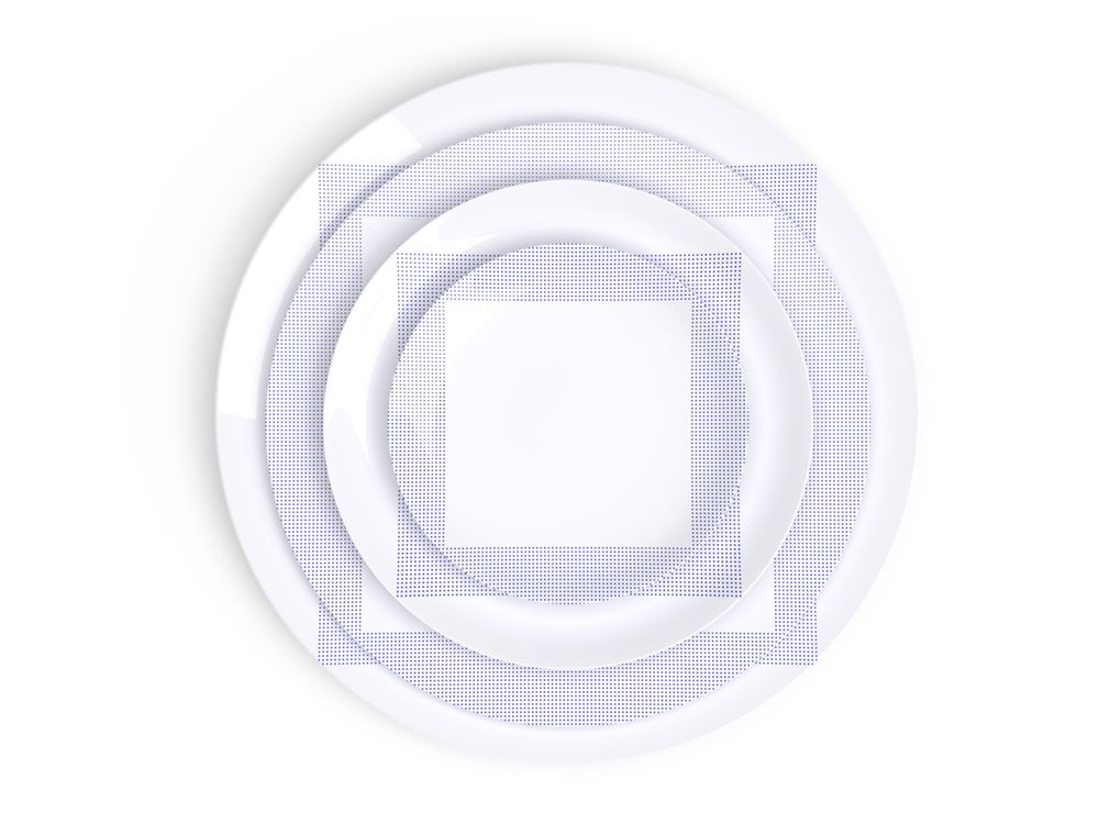 Formal plates - Square dinnerware set in Limoges porcelain - NON SANS RAISON PORCELAINE DE LIMOGES