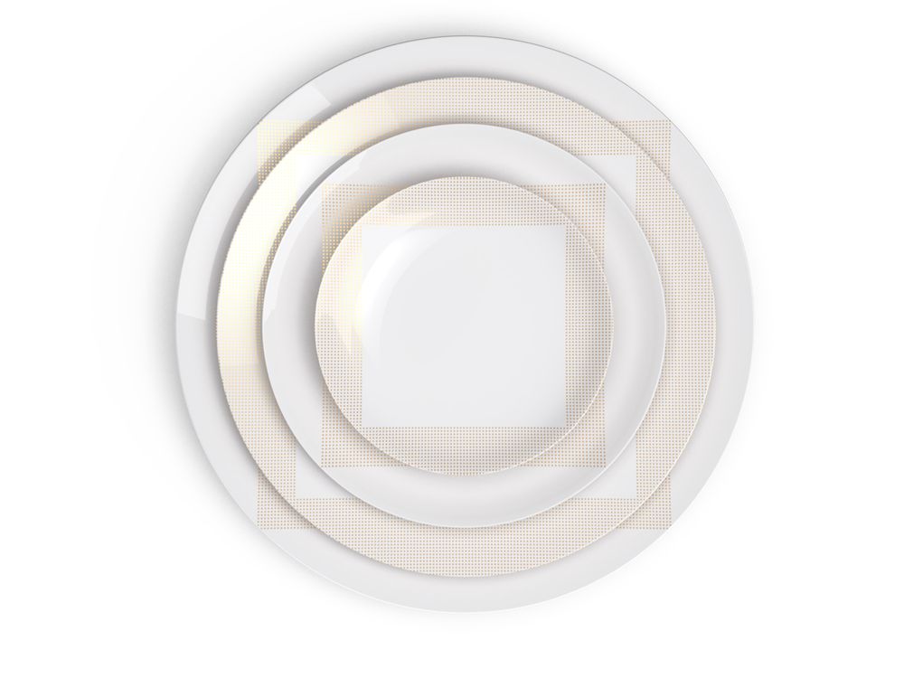 Formal plates - Square dinnerware set in Limoges porcelain - NON SANS RAISON PORCELAINE DE LIMOGES
