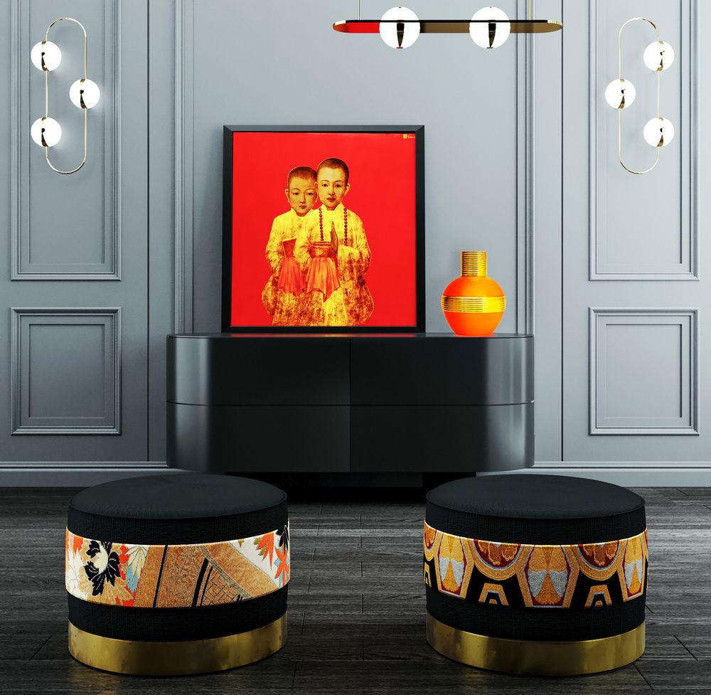 Ottomans - "Kabuki" Ottoman - KALARARA