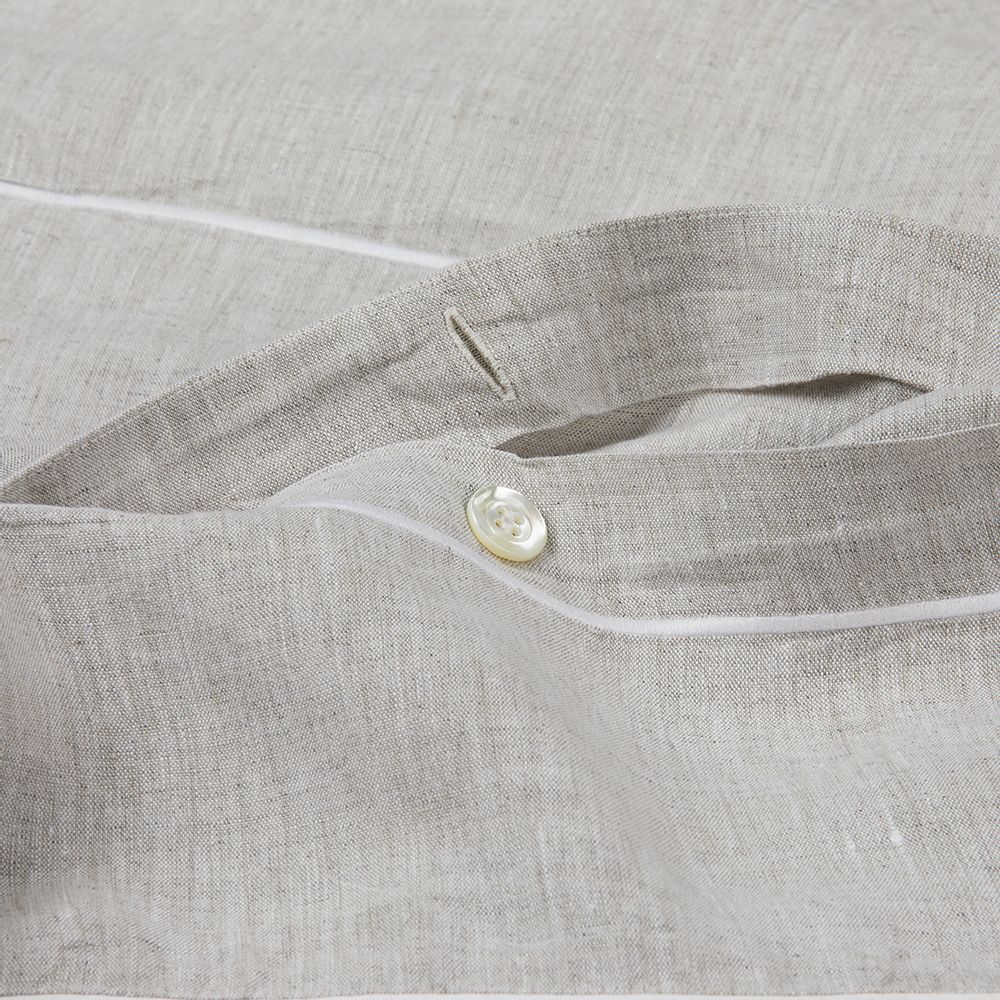 Bed linens - Grey King Bridle Bedding Set with White Piping and Stitches - 4 Pieces - 100% Organic Hemp - MYDO.WORLD