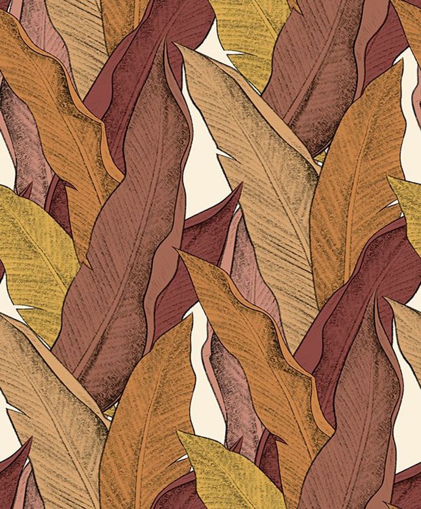 Autres décorations murales - Papier peint Leaf Grenat - PAPERMINT