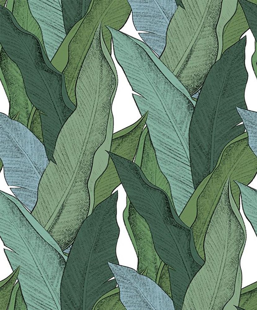 Autres décorations murales - Papier peint Leaf Vert Fond Blanc - PAPERMINT
