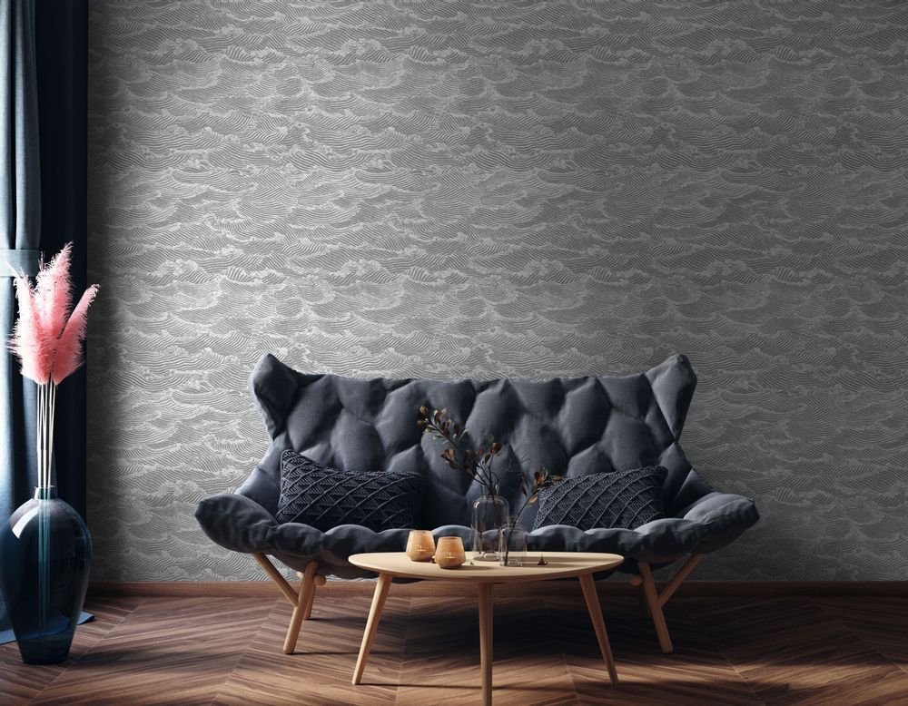 Autres décorations murales - Papier peint Waves Gris Souris - PAPERMINT