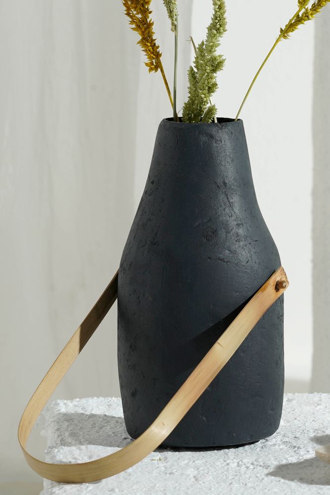 Vases - Vase à bourgeons d'argile en papier (gris foncé) - INDIGENOUS