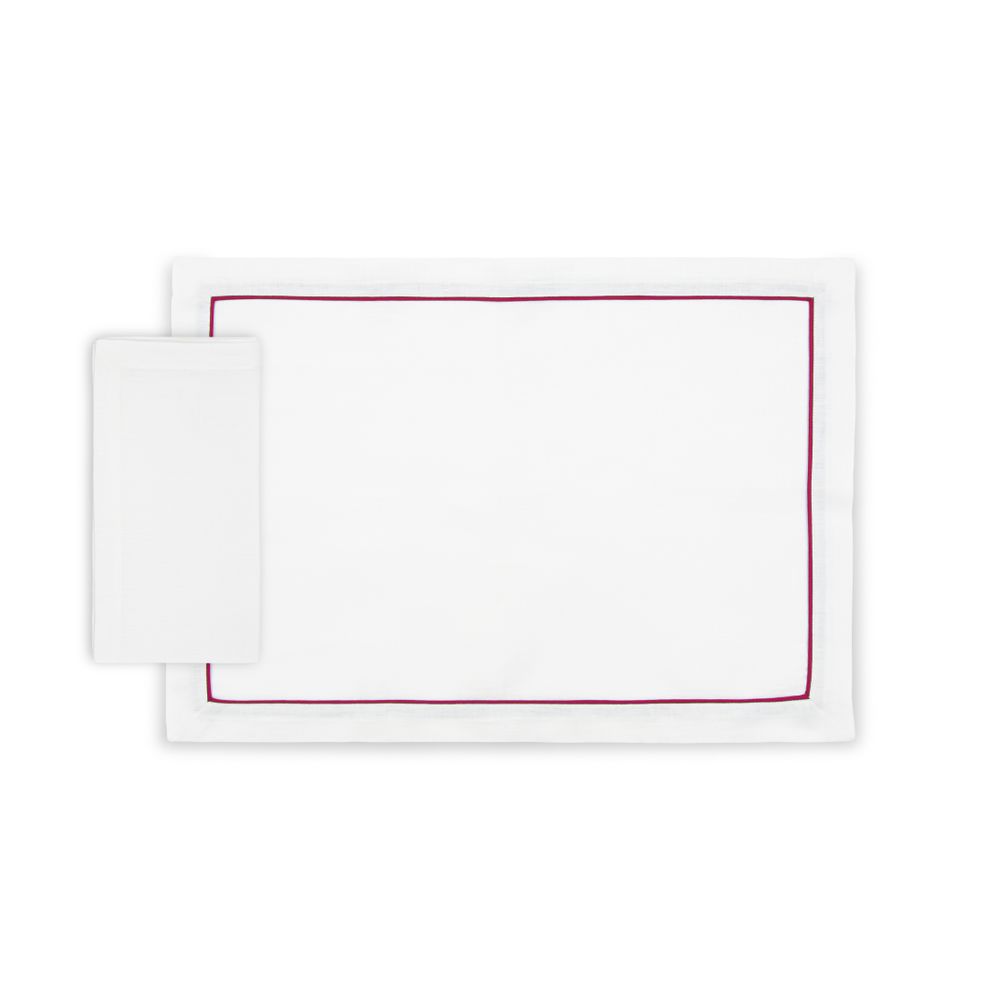 Linge de table textile - Set de table américain blanc avec passepoil - 4 pièces - 100% chanvre bio - MYDO.WORLD