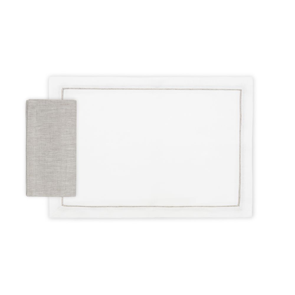 Linge de table textile - Set de table américain blanc avec passepoil - 4 pièces - 100% chanvre bio - MYDO.WORLD