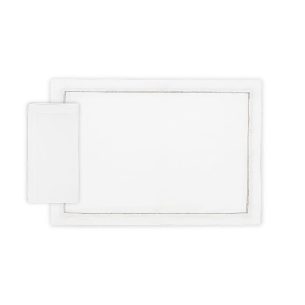 Linge de table textile - Set de table américain blanc avec passepoil - 4 pièces - 100% chanvre bio - MYDO.WORLD
