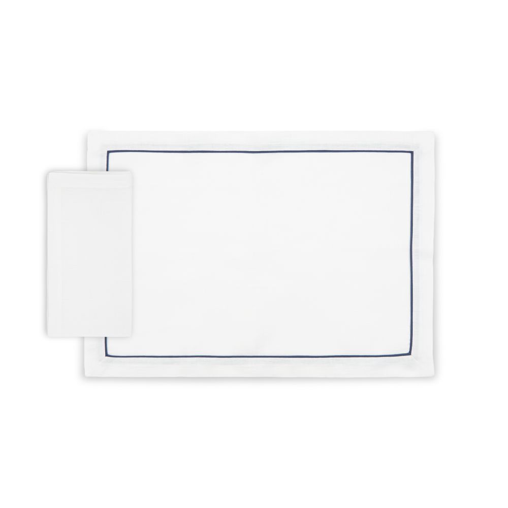 Linge de table textile - Set de table américain blanc avec passepoil - 4 pièces - 100% chanvre bio - MYDO.WORLD