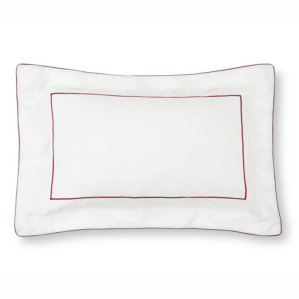Bed linens - Natural White Emperor Flange Bedding Set with Red Piping and Double Dots - 4 Pieces - 100% Organic Hemp - MYDO.WORLD
