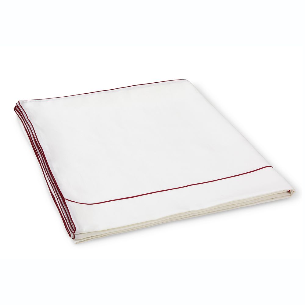 Bed linens - Queen duvet set natural white w/red piping & stitches - 4 pcs - 100% Organic Hemp - MYDO.WORLD