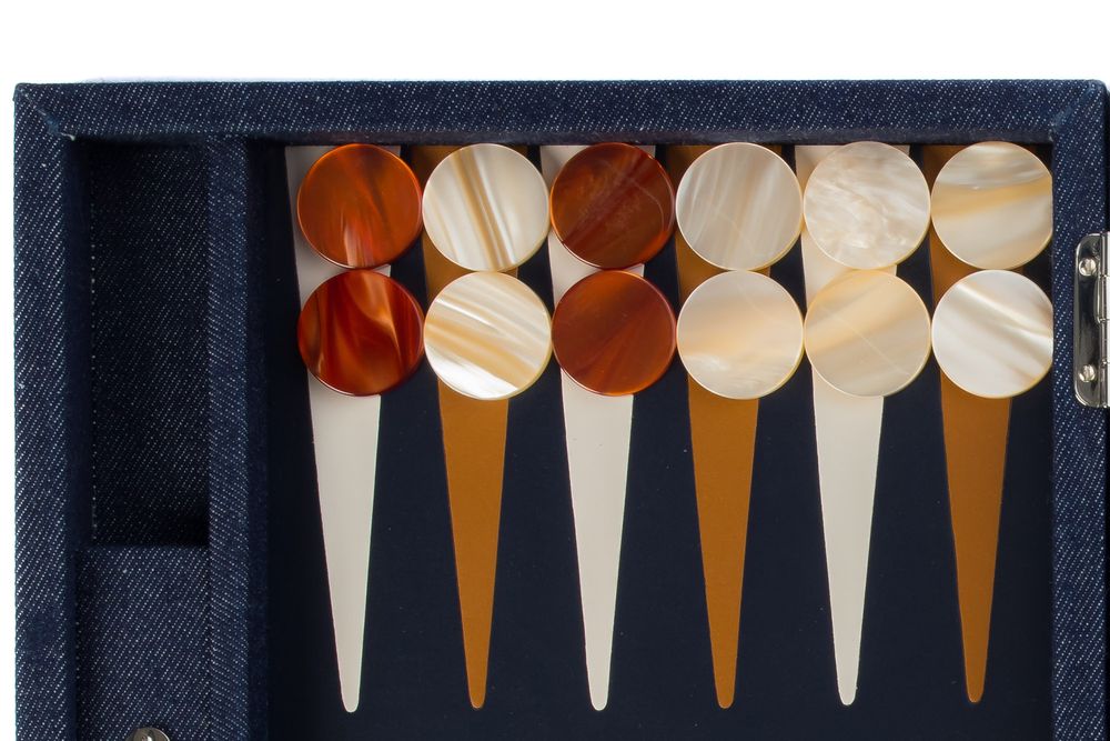 Petite maroquinerie - Backgammon médium I Toile Denim - HECTOR SAXE PARIS DEPUIS 1978