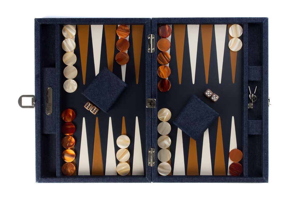 Petite maroquinerie - Backgammon médium I Toile Denim - HECTOR SAXE PARIS DEPUIS 1978