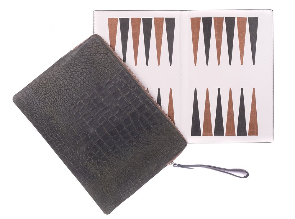 Leather goods - Backgammon clutch I Alligator effect leather - HECTOR SAXE PARIS DEPUIS 1978