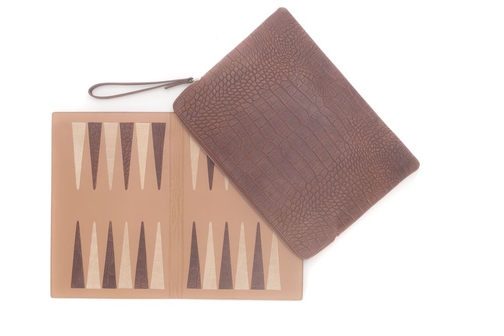 Leather goods - Backgammon clutch I Alligator effect leather - HECTOR SAXE PARIS DEPUIS 1978