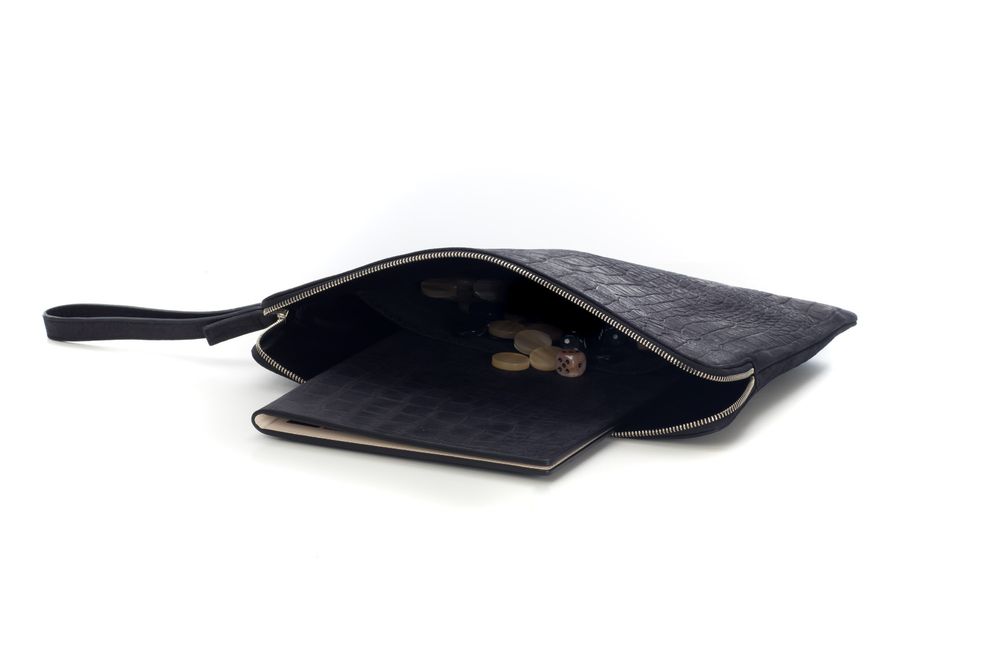 Leather goods - Backgammon clutch I Alligator effect leather - HECTOR SAXE PARIS DEPUIS 1978