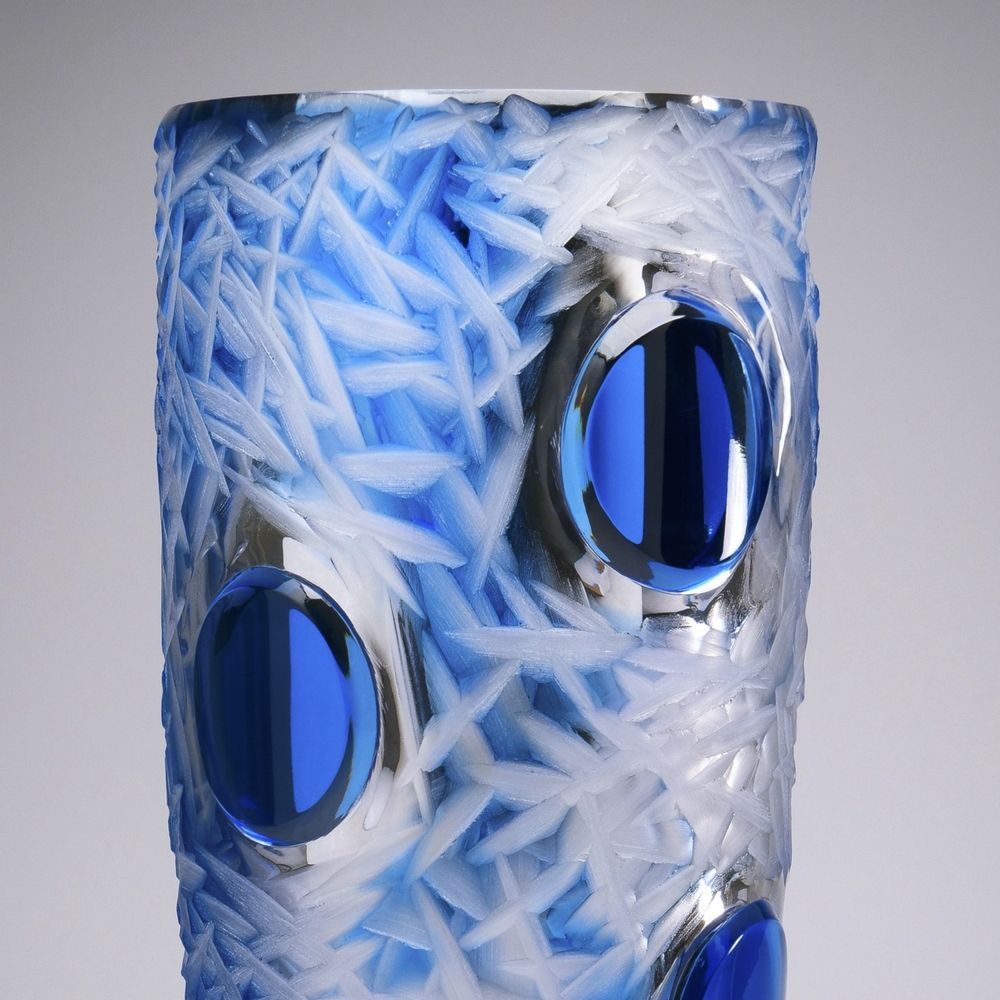 Vases - Cut Crystal Vase - Silver Aqua - CRISTAL BENITO