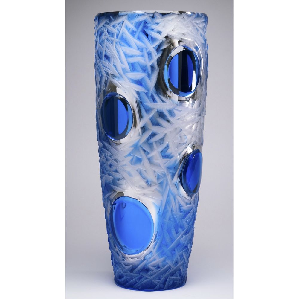 Vases - Cut Crystal Vase - Silver Aqua - CRISTAL BENITO