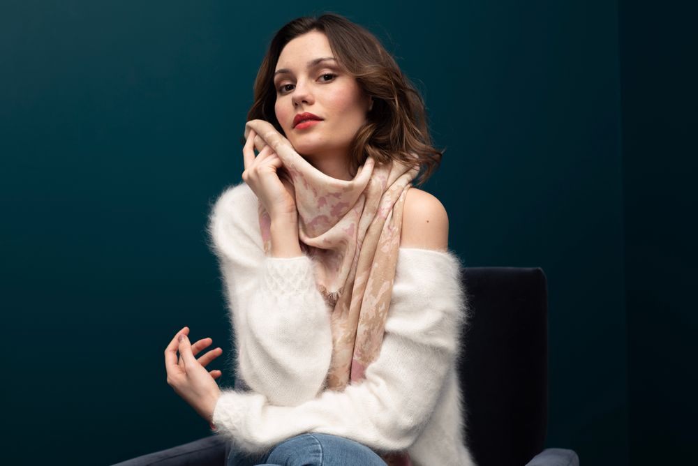 Foulards et écharpes - FOULARD CARRE CIRCE LAINE/SOIE - PETRUSSE PARIS