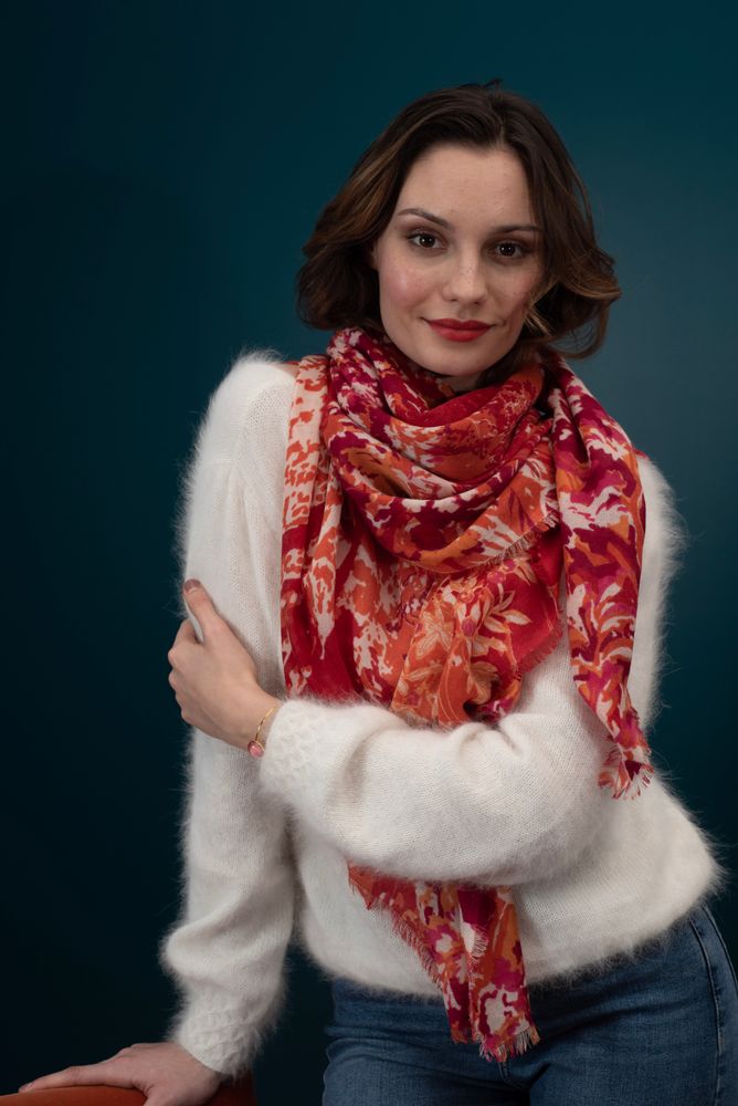 Foulards et écharpes - FOULARD CARRE CIRCE LAINE/SOIE - PETRUSSE PARIS