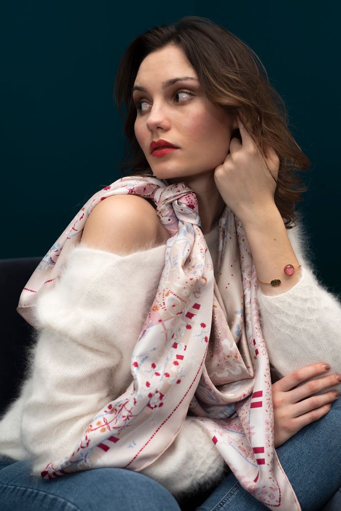 Foulards et écharpes - FOULARD CARRE ATLAS 100% SOIE - PETRUSSE PARIS