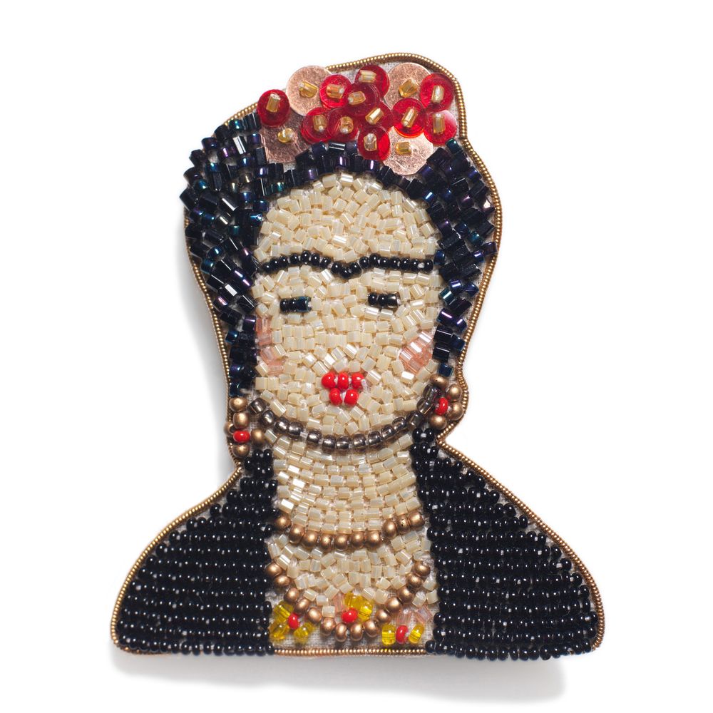 Jewelry - Frida Kahlo handmade beaded brooch - HELLEN VAN BERKEL HEARTMADE PRINTS