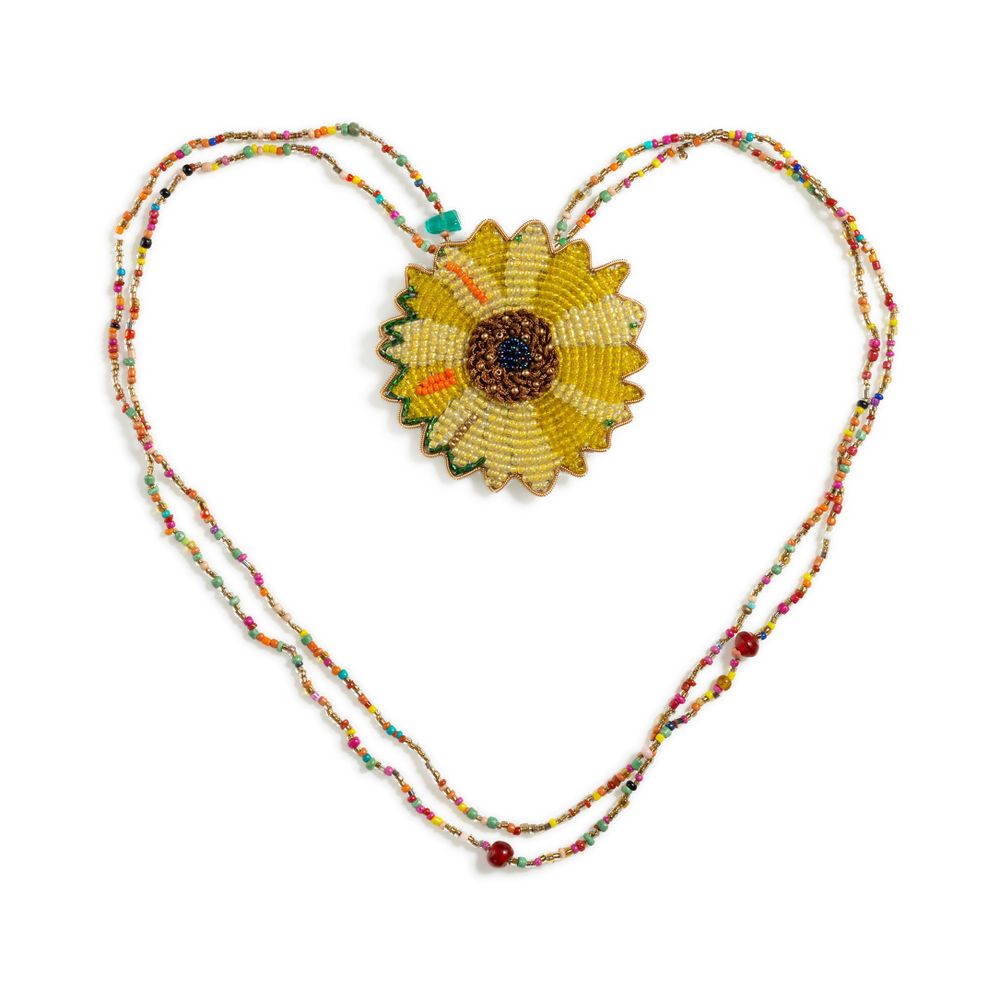 Gifts - Sunflower 2 hand embroidered beaded brooche - HELLEN VAN BERKEL HEARTMADE PRINTS