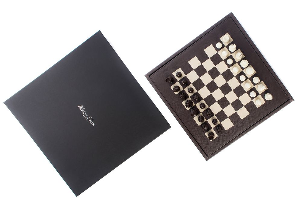 Objets de décoration - Coffret d'Échecs I Cuir Buffle  - HECTOR SAXE PARIS DEPUIS 1978