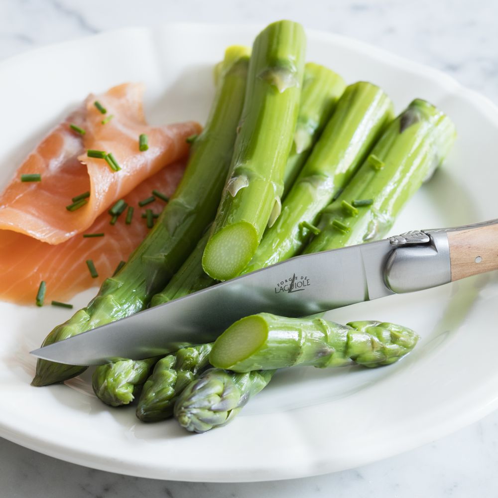 Couteaux - Couteaux de table en bois précieux, coffret de 6 : Olivier, Genévrier, Ebène, Thuya... - FORGE DE LAGUIOLE