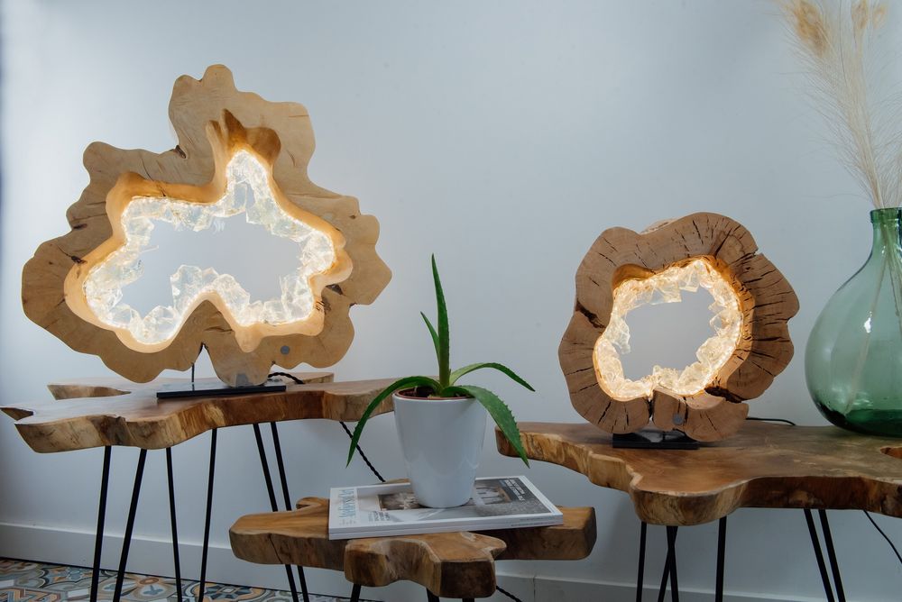 Table lamps - Light Lamp Ring Raw Waves 40 cm - ARANGO