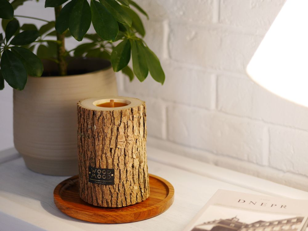 Cadeaux - ROCKY M | Bougie intérieure en bois, cire d'abeille et huiles naturelles - WOOD MOOD