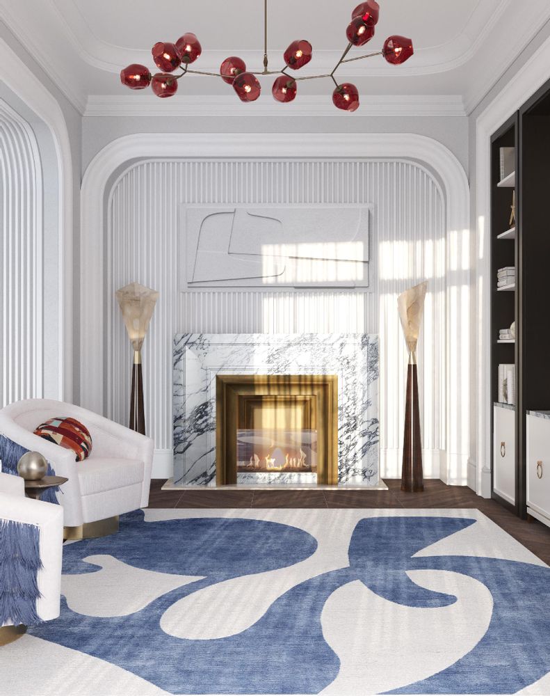 Rugs - Barcelona Royal Blue Hand Knotted Rug - TAPIS ROUGE